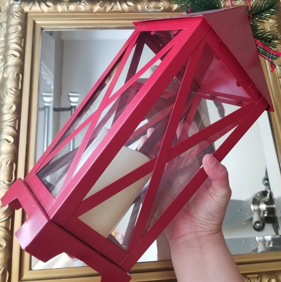 ❗Red Light Up 13” Holiday Lantern w/ Flameless Candle❗ - Picture 2 of 4